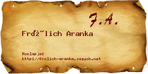 Frölich Aranka névjegykártya